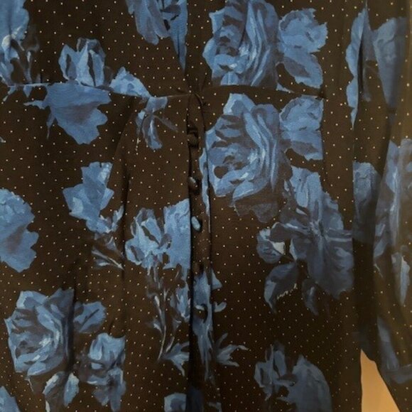 NWT Designer The Kooples Silk Dress // Blue and Black Floral // Size 3, Large - Picture 7 of 10